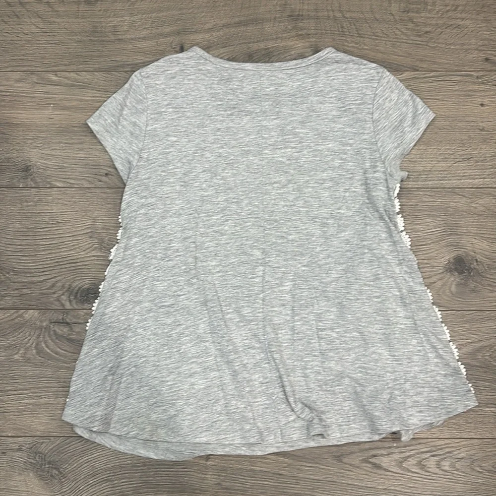Justice Gray Owl Tee with Floral & Lace Accents